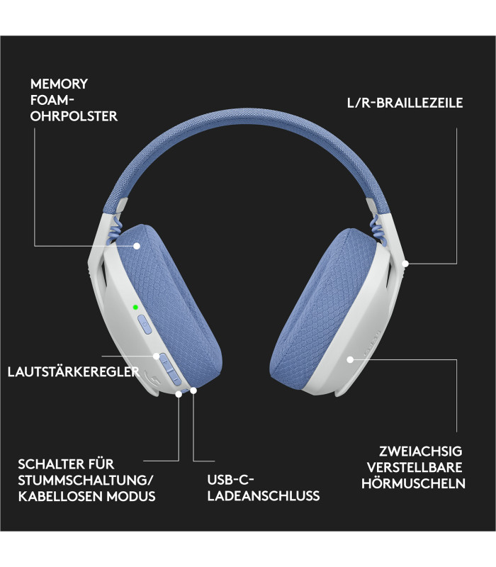 Auriculares con microfono logitech g435 gaming wireless inalambrico blanco