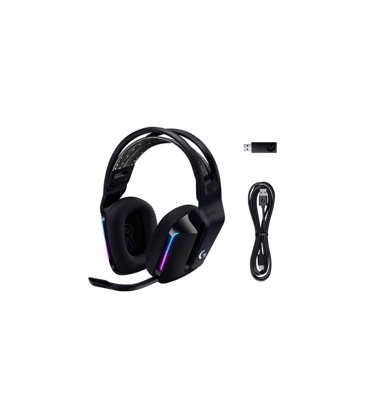 Auricular con microfono logitech g g733 gaming wireless inalambrico negro