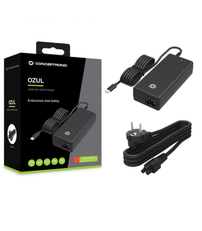 Cargador universal de portatil conceptronic 100w gan usb - c pd 3.0