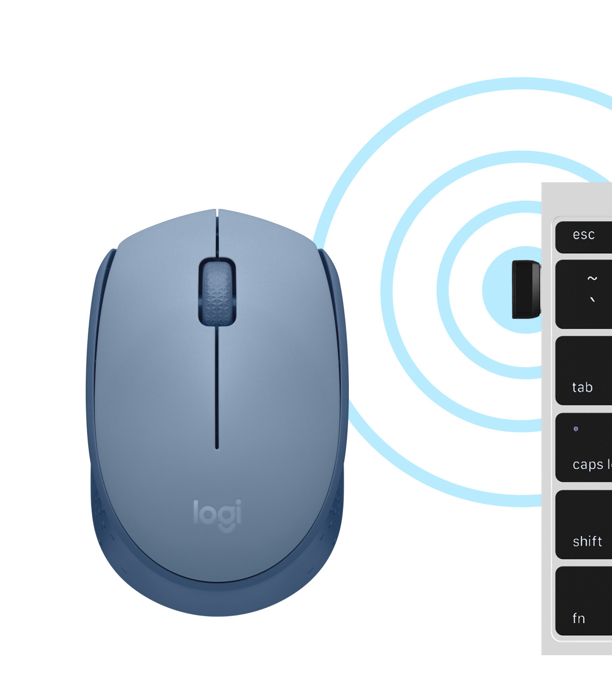 Mouse raton logitech m171 optico wireless inalambrico gris azulado