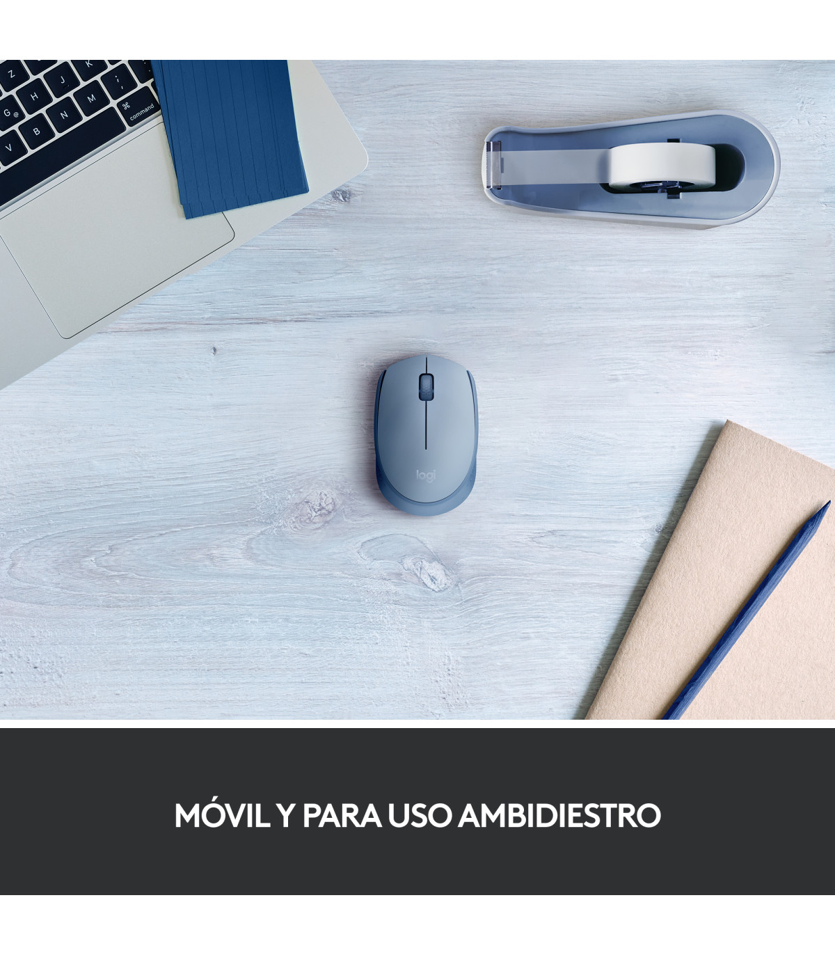Mouse raton logitech m171 optico wireless inalambrico gris azulado