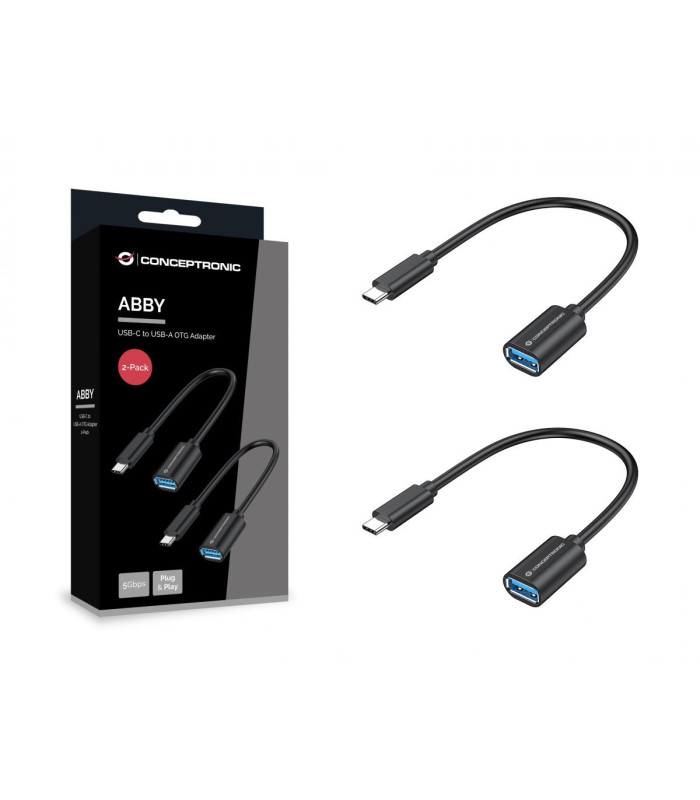 Adaptador usb tipo c a usb tipo a conceptronic 20cm -  macho - hembra -  pack 2 unidades