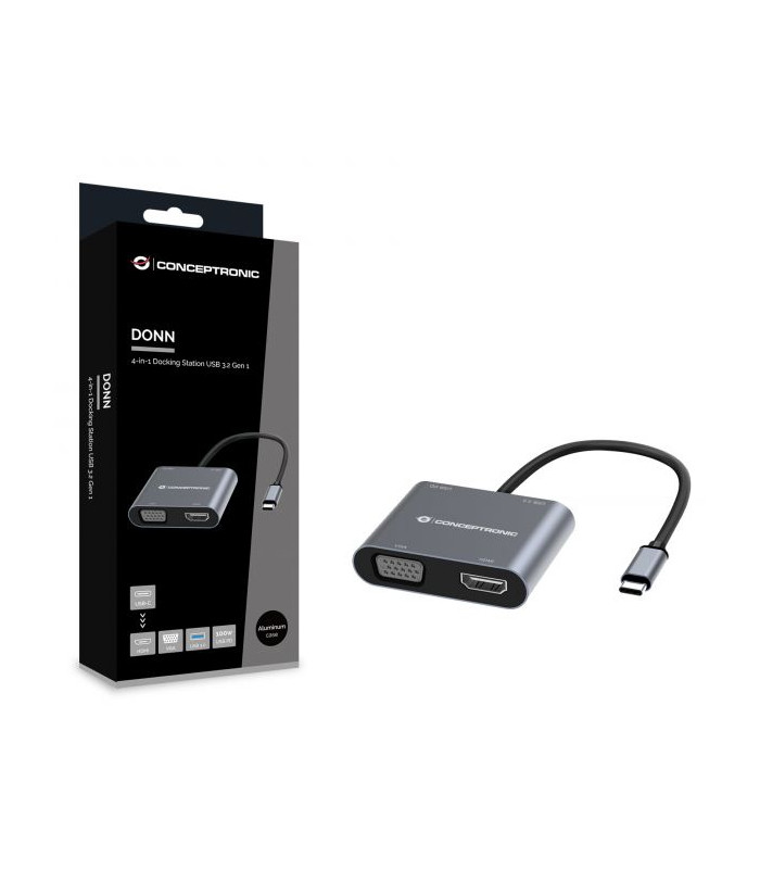 Hub usb tipo c conceptronic donn16g 1 x hdmi - 1 x vga - 1 x usb tipo c - 1 x usb 3.0