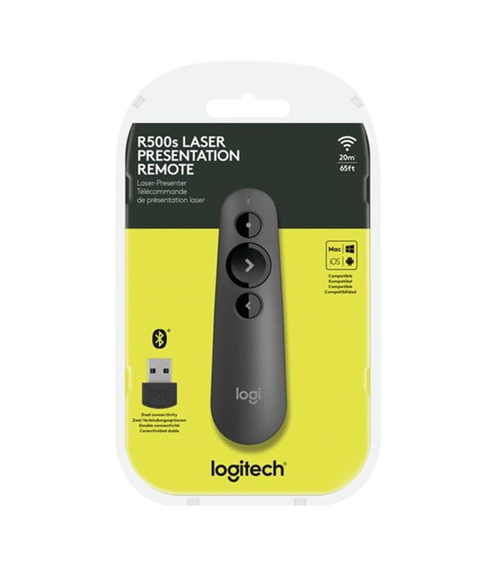 Mando wireless inalambrico logitech r500s para presentaciones -  bluetooth -  grafito