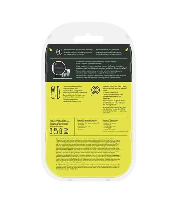 Mando wireless inalambrico logitech r500s para presentaciones -  bluetooth -  grafito