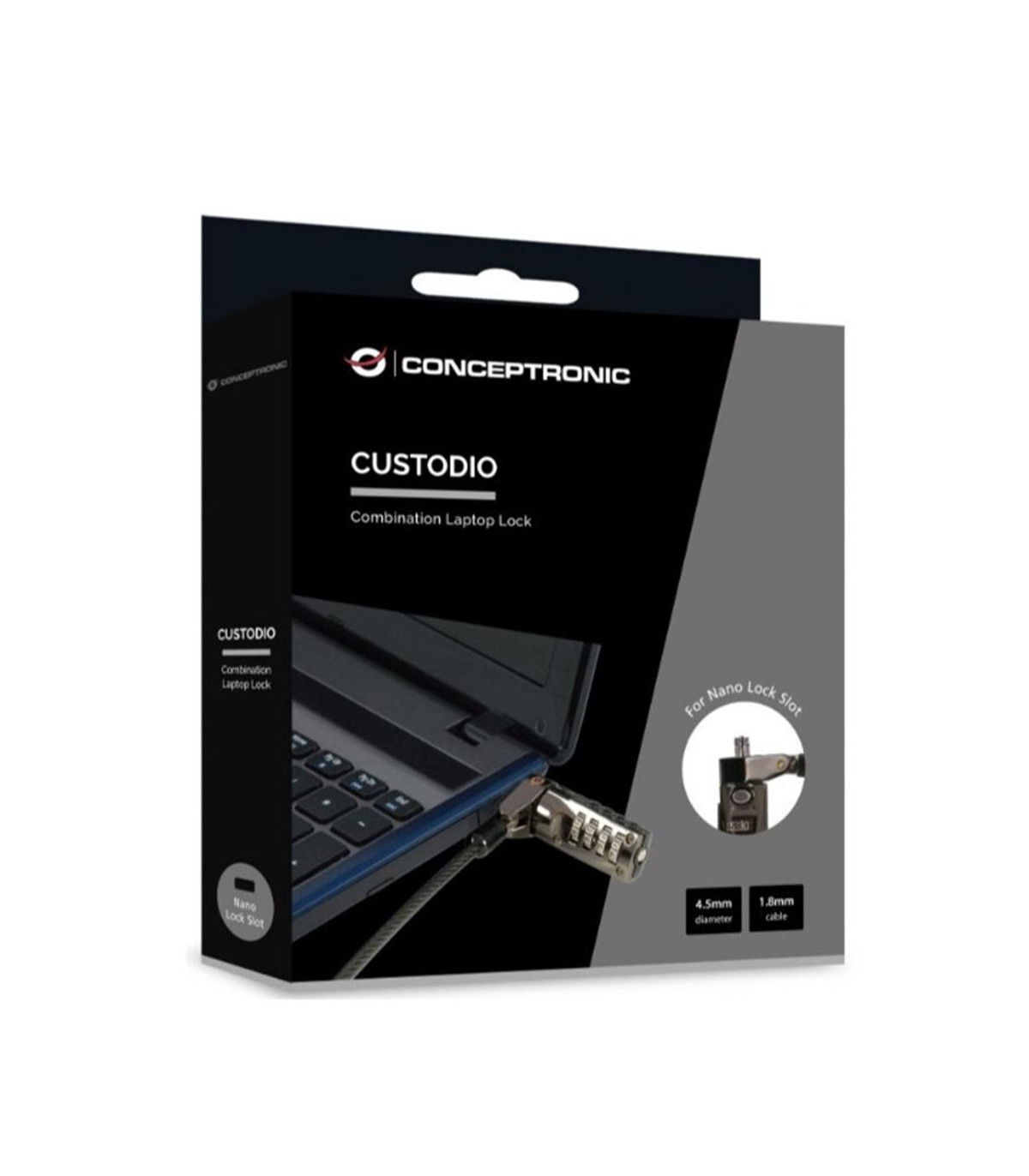 Cable seguridad para portatiles 1.8m conceptronic