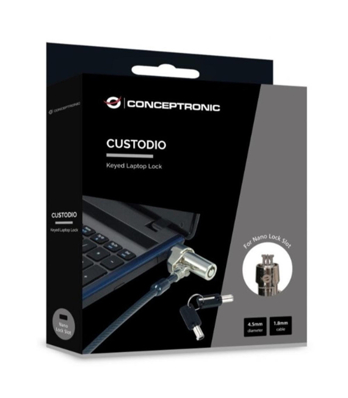 Cable seguridad conceptronic nano por llave para portatiles 1.8m