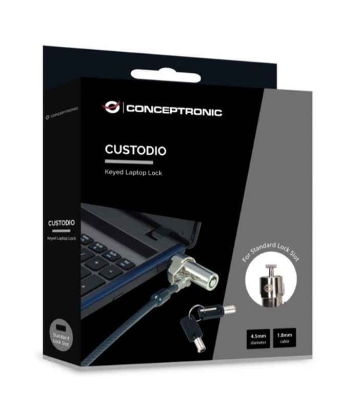 Cable seguridad para portatiles 1.8m conceptronic por llave