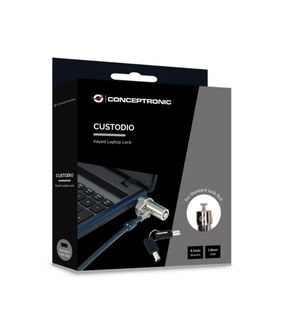 Cable seguridad para portatiles 1.8m conceptronic por llave