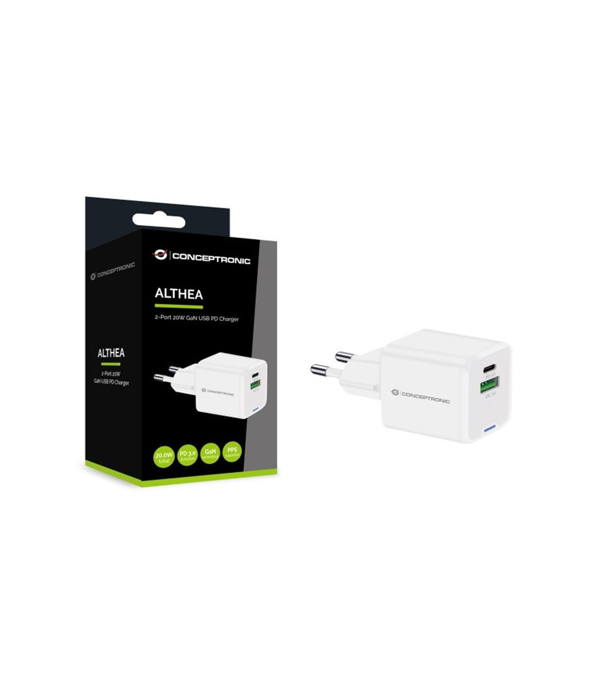 Cargador de pared conceptronic althea15w 20w blanco