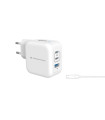 Cargador de pared conceptronic althea17w 67w + cable usb tipo c blanco