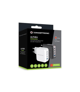 Cargador de pared conceptronic althea18w 100w + cable usb tipo c blanco
