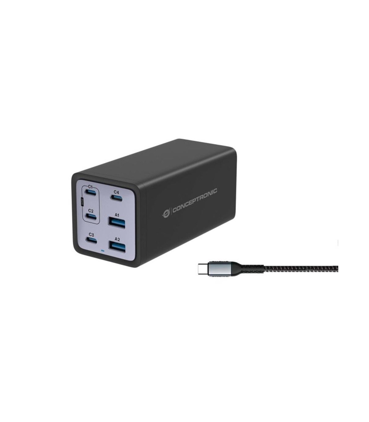 Cargador conceptronic ozul06be 200w + cable usb tipo c