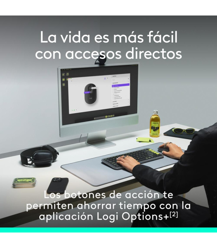 Raton inalambrico logitech pop mouse blanco