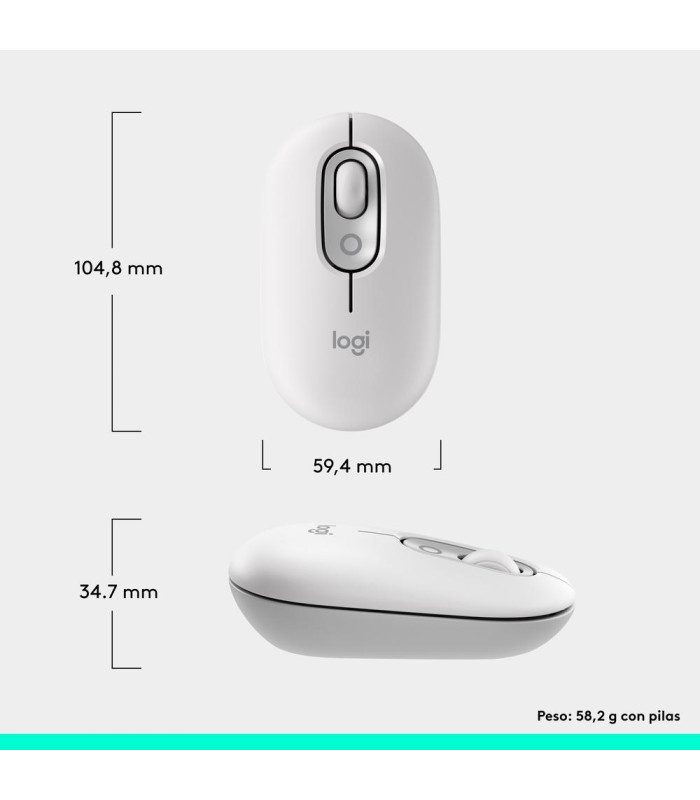 Raton inalambrico logitech pop mouse blanco