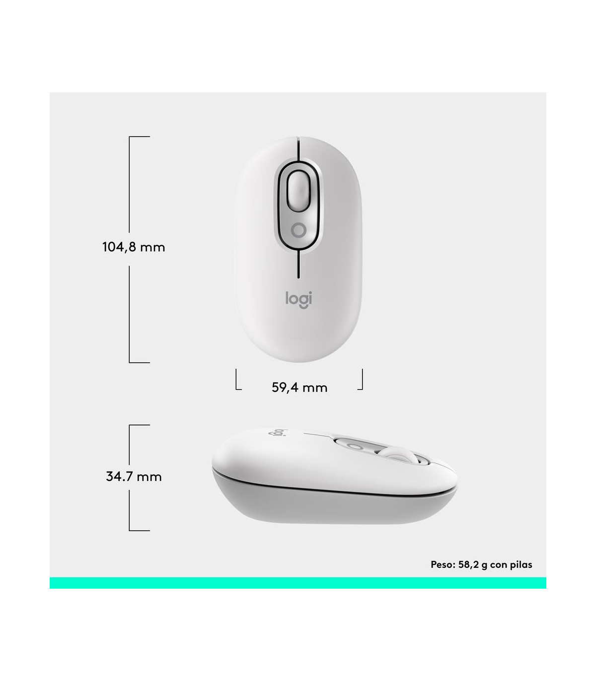 Raton inalambrico logitech pop mouse blanco