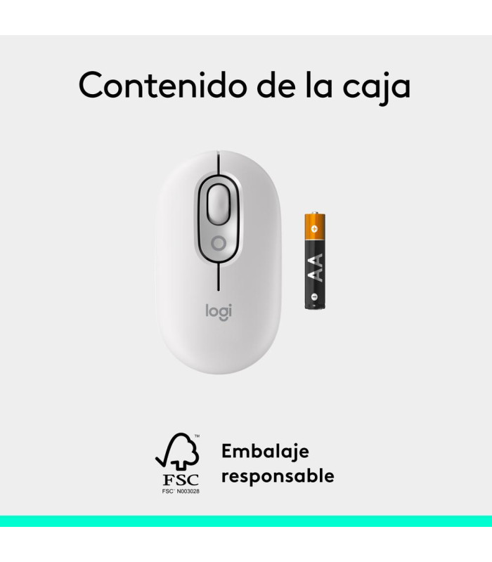 Raton inalambrico logitech pop mouse blanco