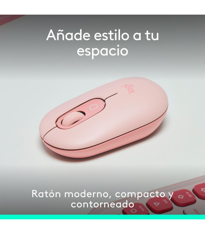 Raton inalambrico logitech pop mouse rosa