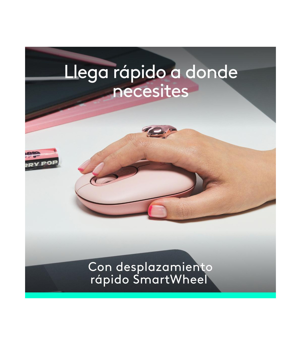 Raton inalambrico logitech pop mouse rosa
