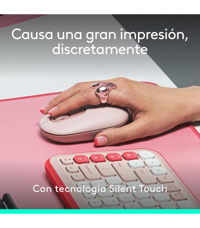 Raton inalambrico logitech pop mouse rosa