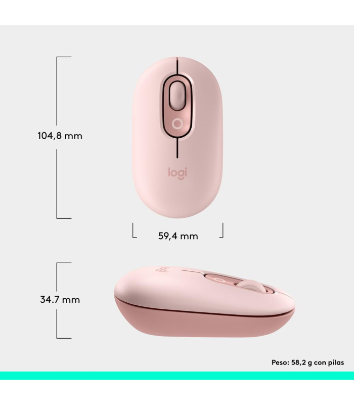 Raton inalambrico logitech pop mouse rosa