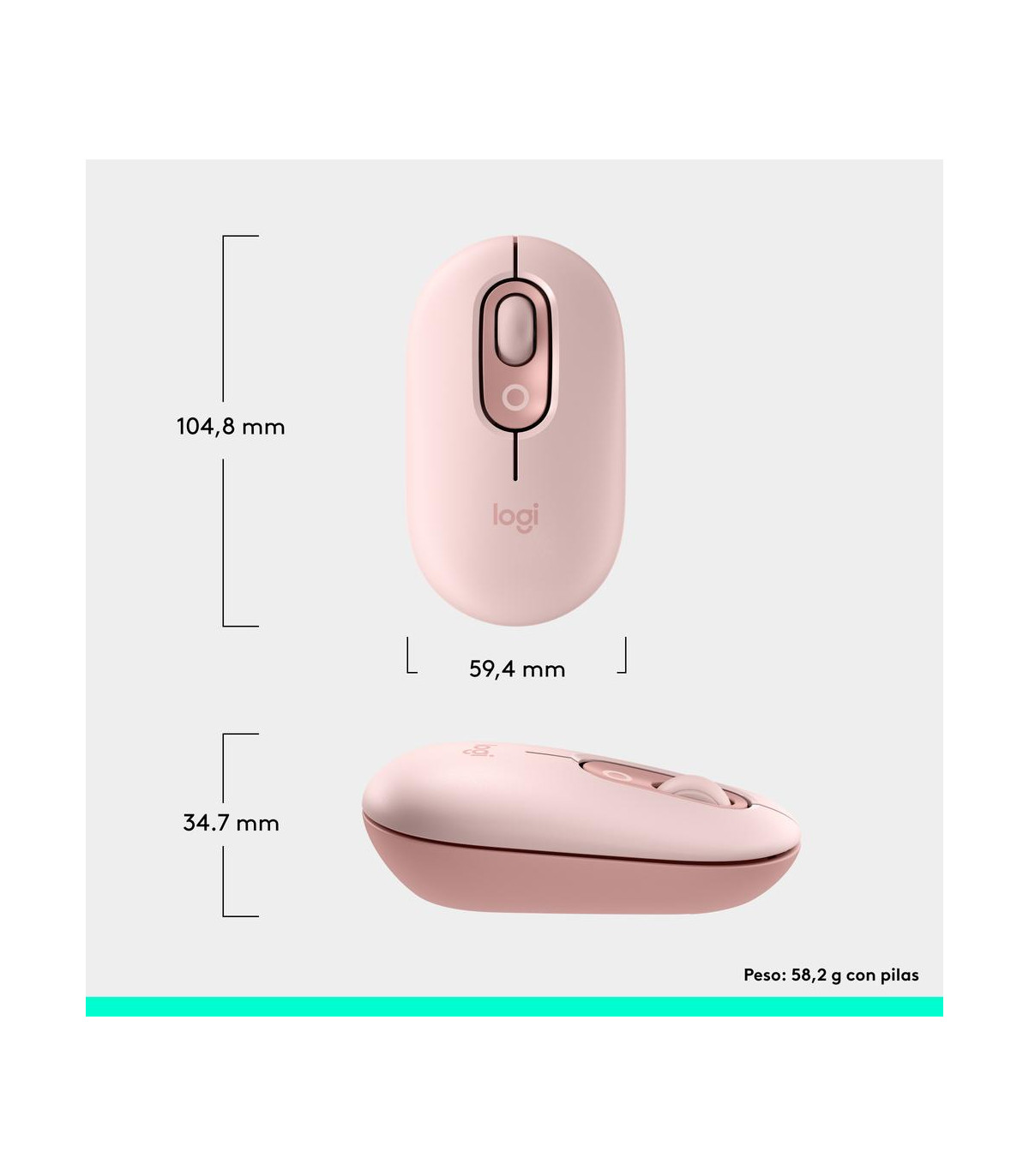 Raton inalambrico logitech pop mouse rosa