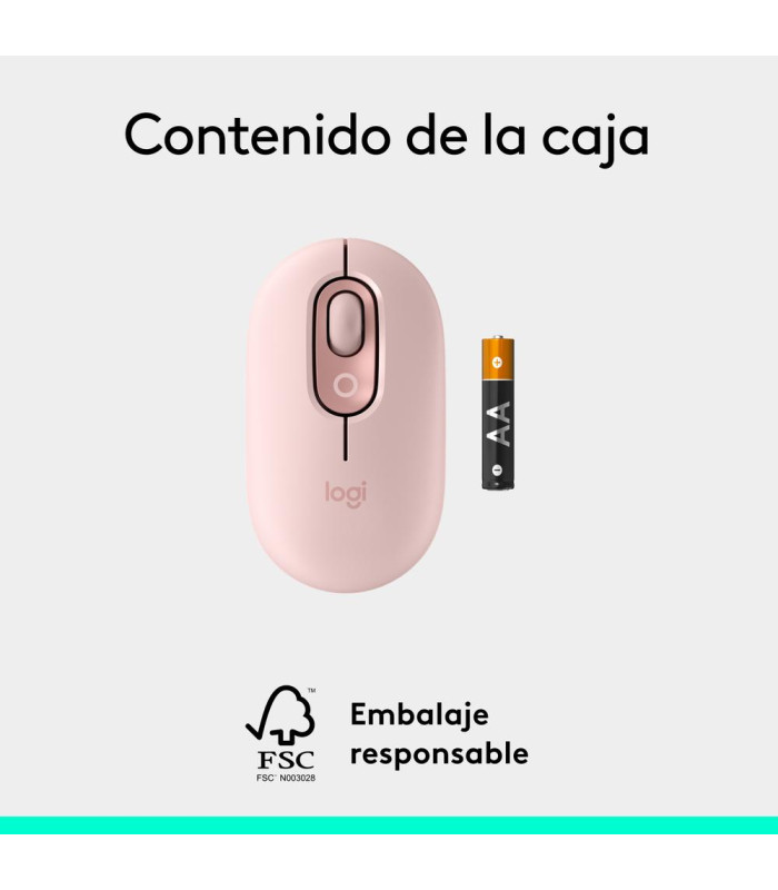 Raton inalambrico logitech pop mouse rosa