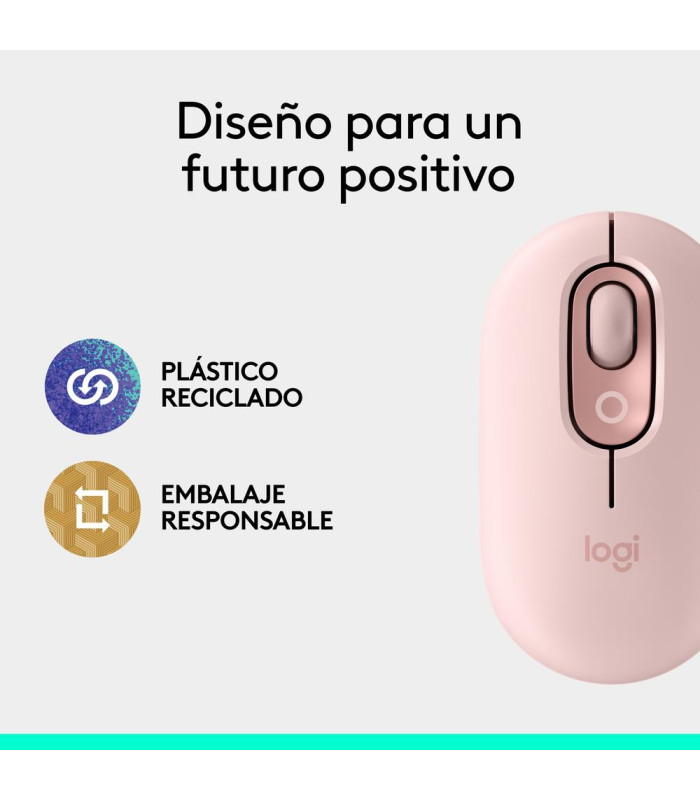 Raton inalambrico logitech pop mouse rosa