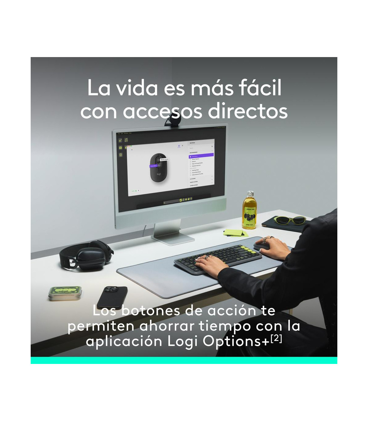 Raton inalambrico logitech pop mouse grafito