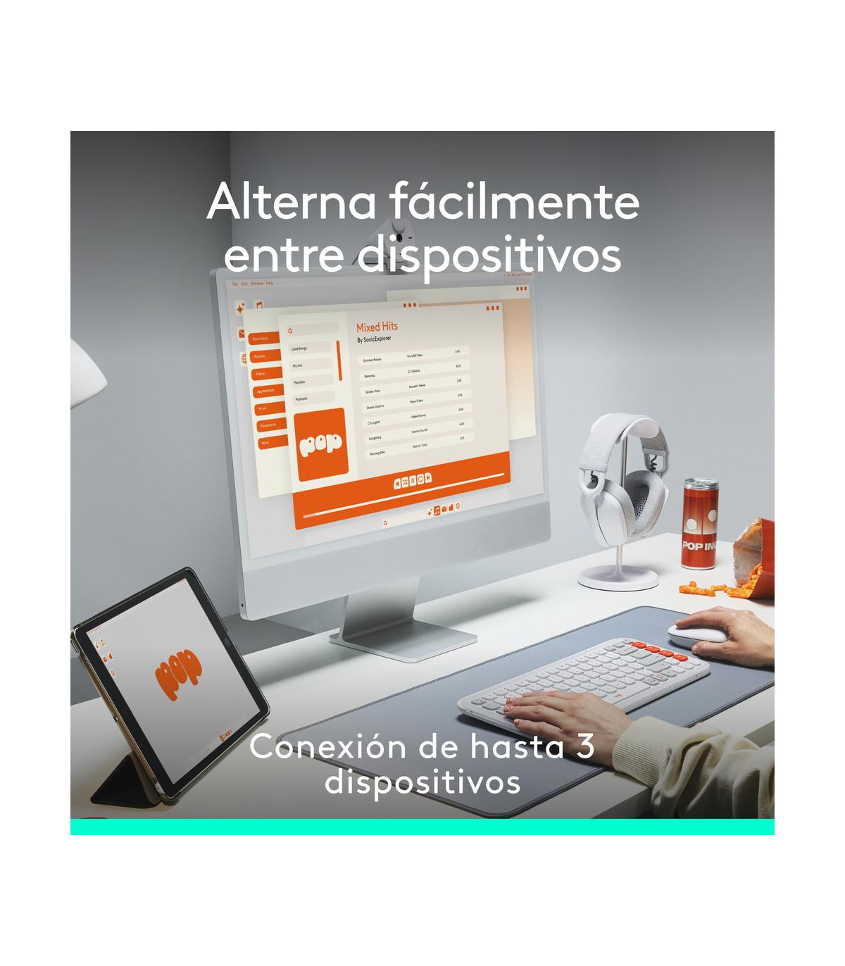 Raton inalambrico logitech pop mouse grafito