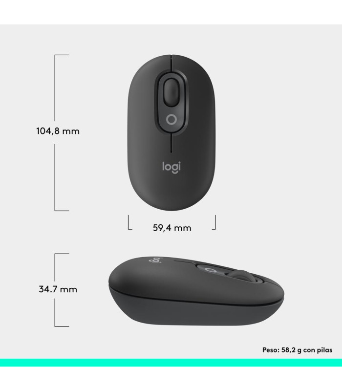 Raton inalambrico logitech pop mouse grafito