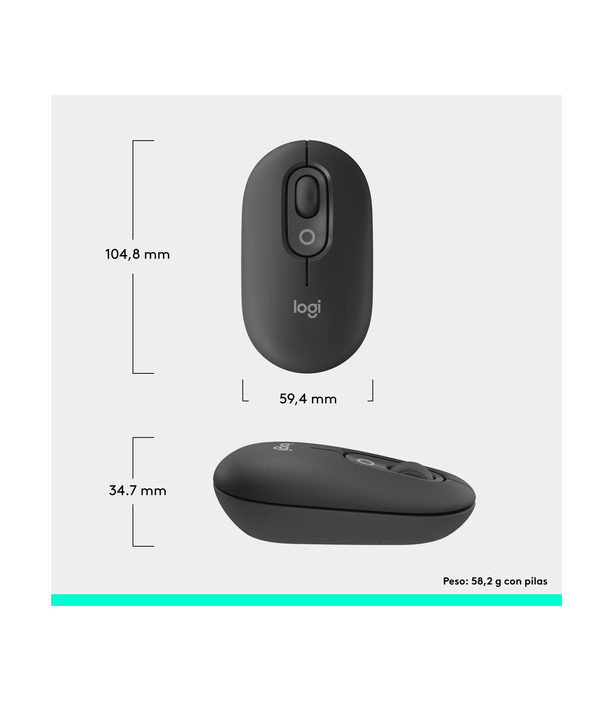 Raton inalambrico logitech pop mouse grafito