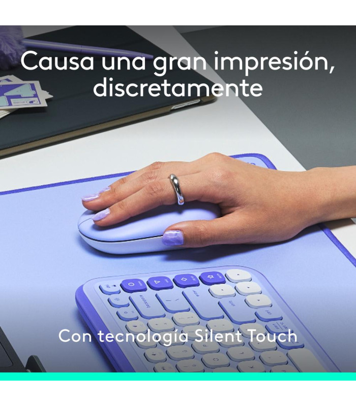 Raton inalambrico logitech pop mouse lila