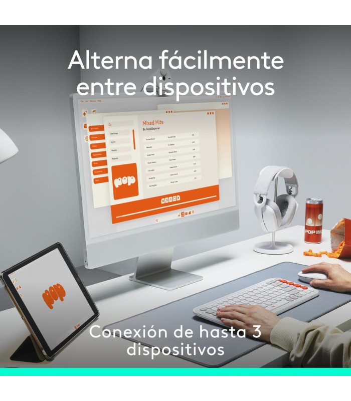 Raton inalambrico logitech pop mouse lila