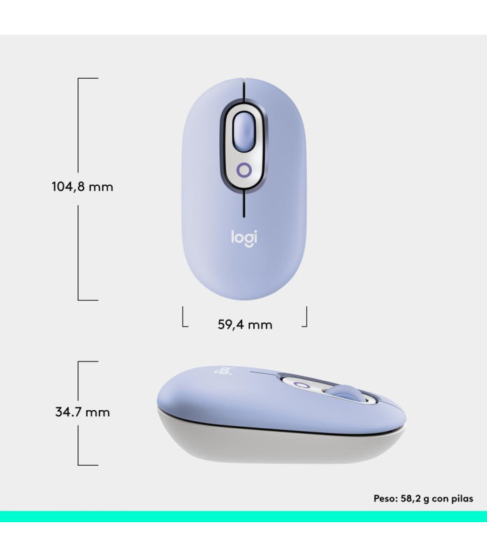 Raton inalambrico logitech pop mouse lila
