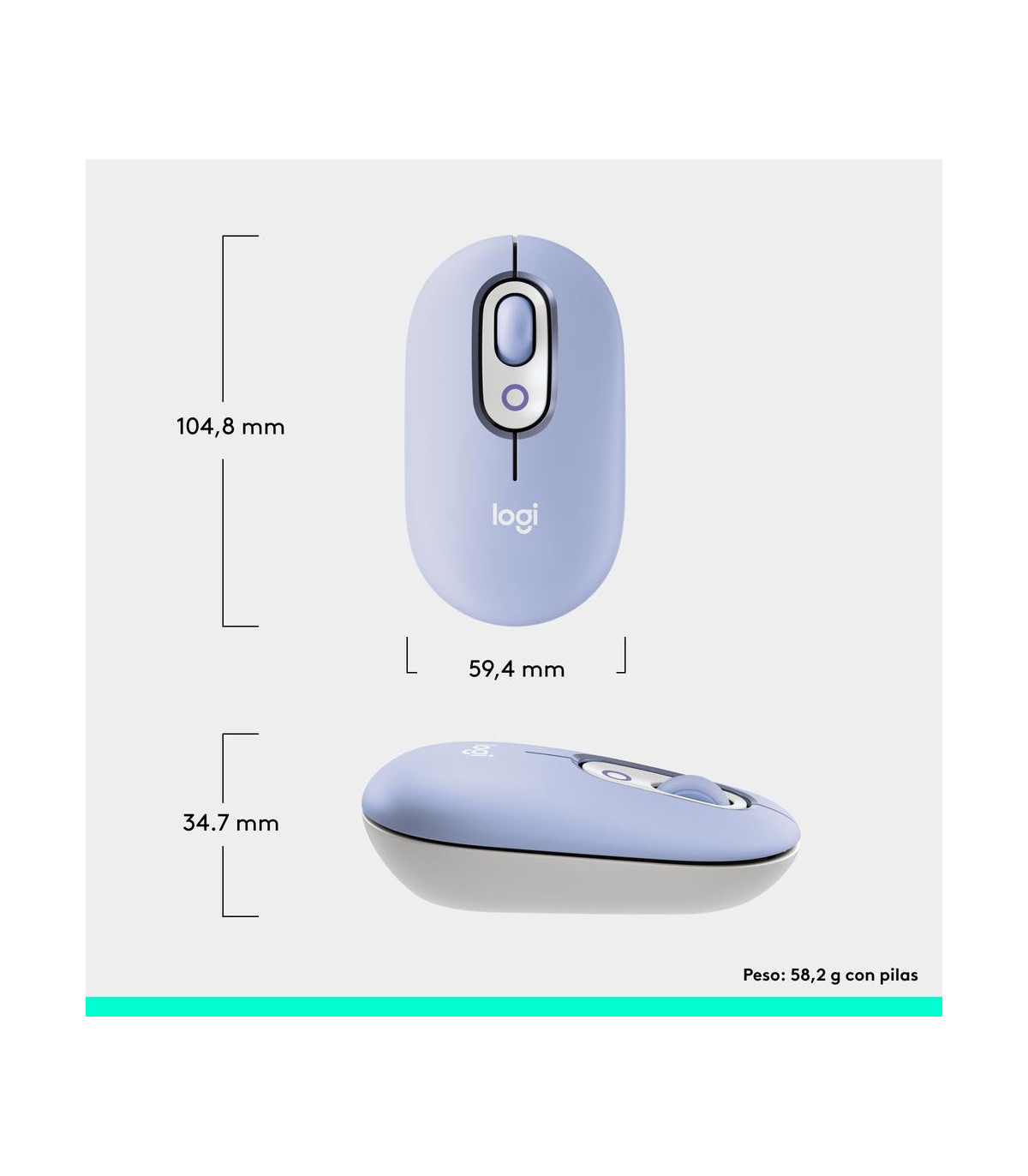 Raton inalambrico logitech pop mouse lila