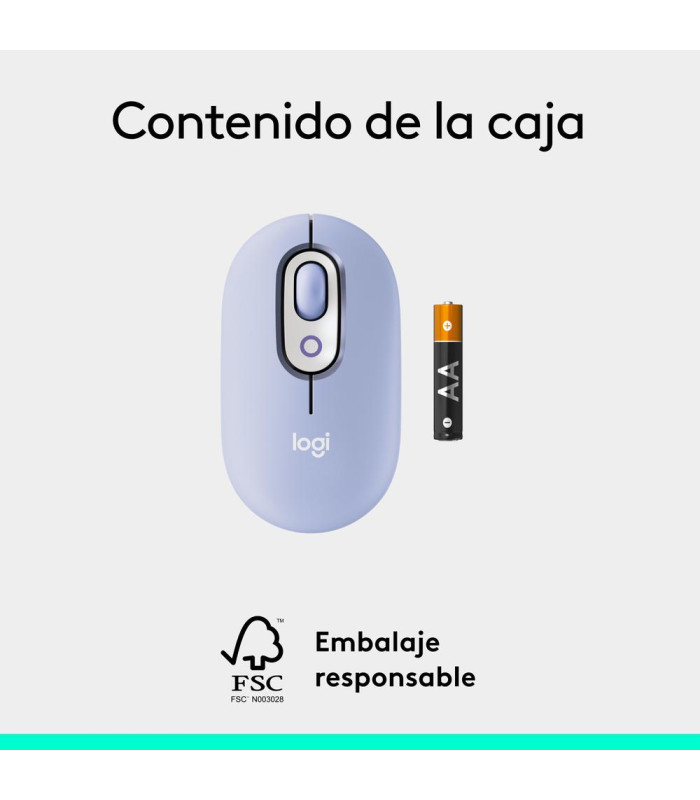 Raton inalambrico logitech pop mouse lila