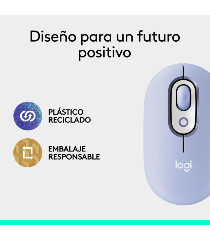 Raton inalambrico logitech pop mouse lila