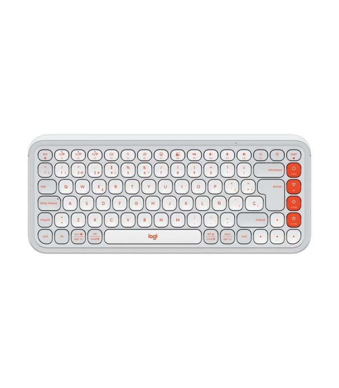 Teclado logitech pop icon keys inalambrico blanco - naranja