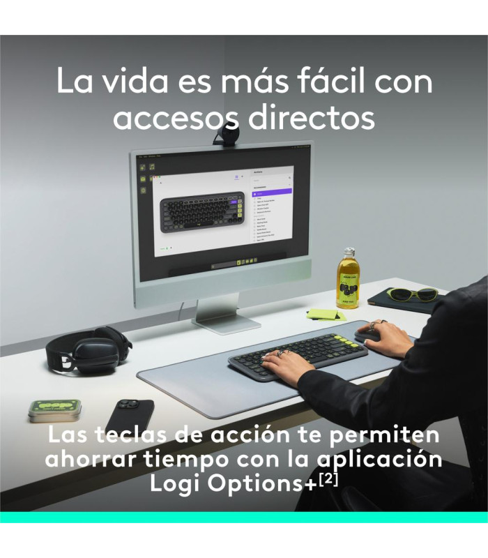 Teclado logitech pop icon keys inalambrico blanco - naranja