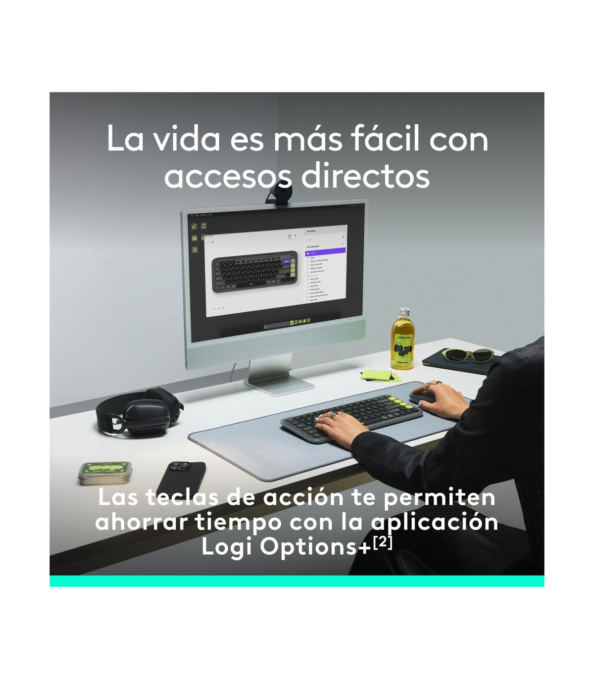 Teclado logitech pop icon keys inalambrico blanco - naranja