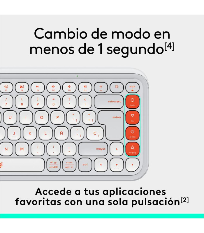 Teclado logitech pop icon keys inalambrico blanco - naranja