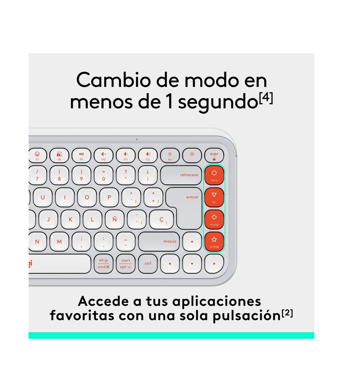 Teclado logitech pop icon keys inalambrico blanco - naranja