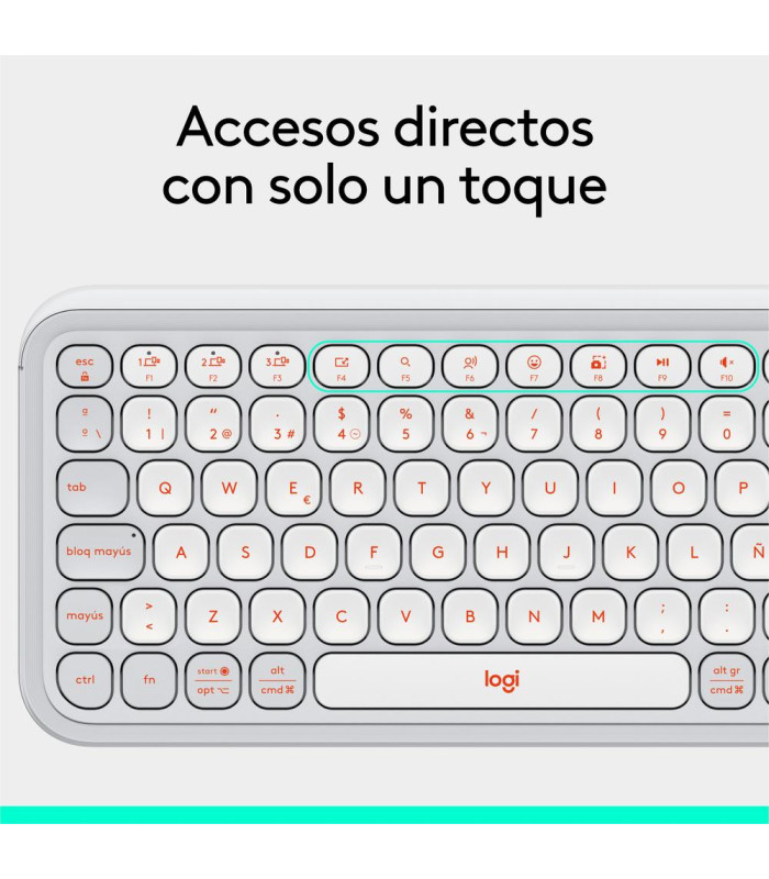 Teclado logitech pop icon keys inalambrico blanco - naranja