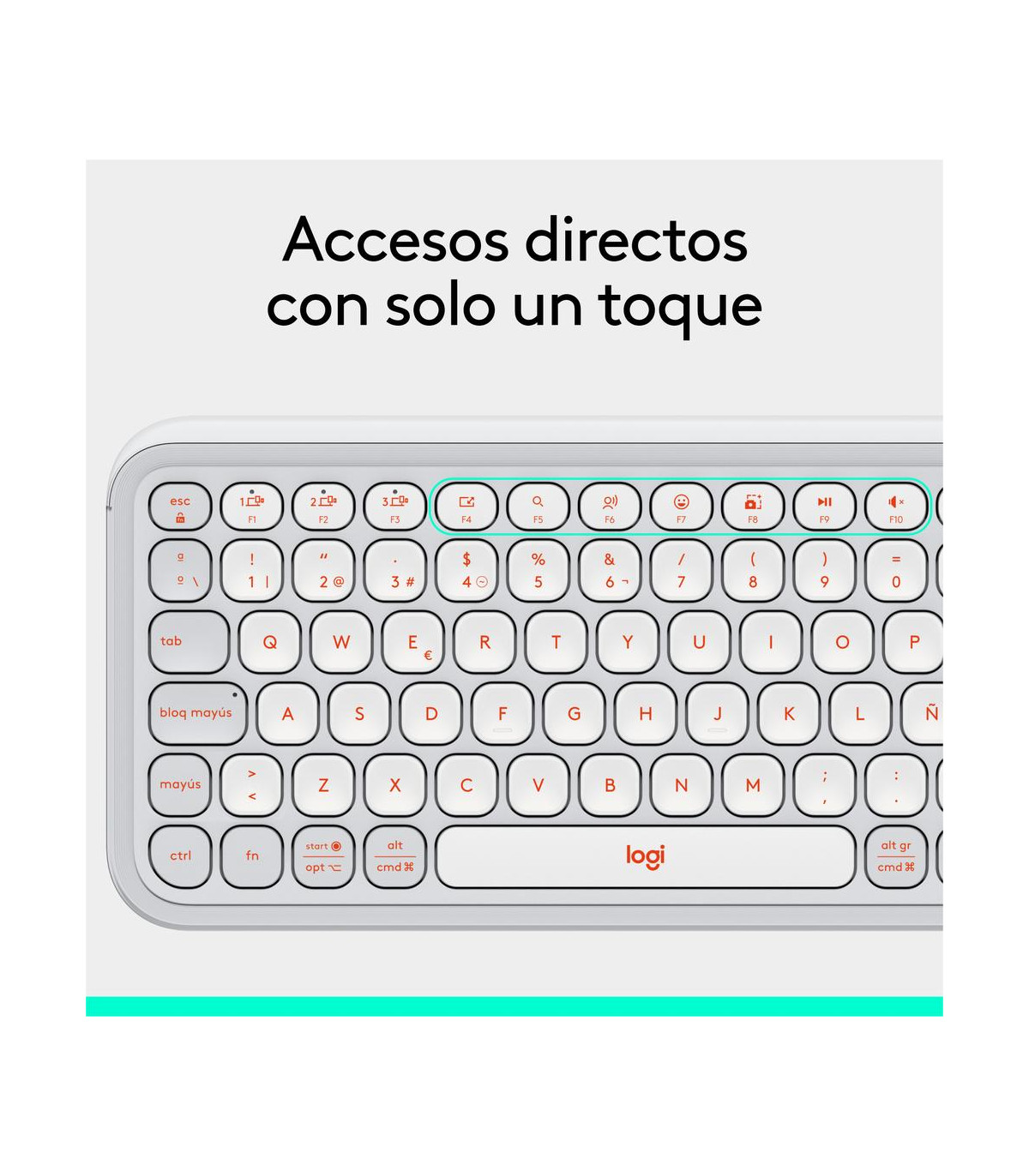Teclado logitech pop icon keys inalambrico blanco - naranja