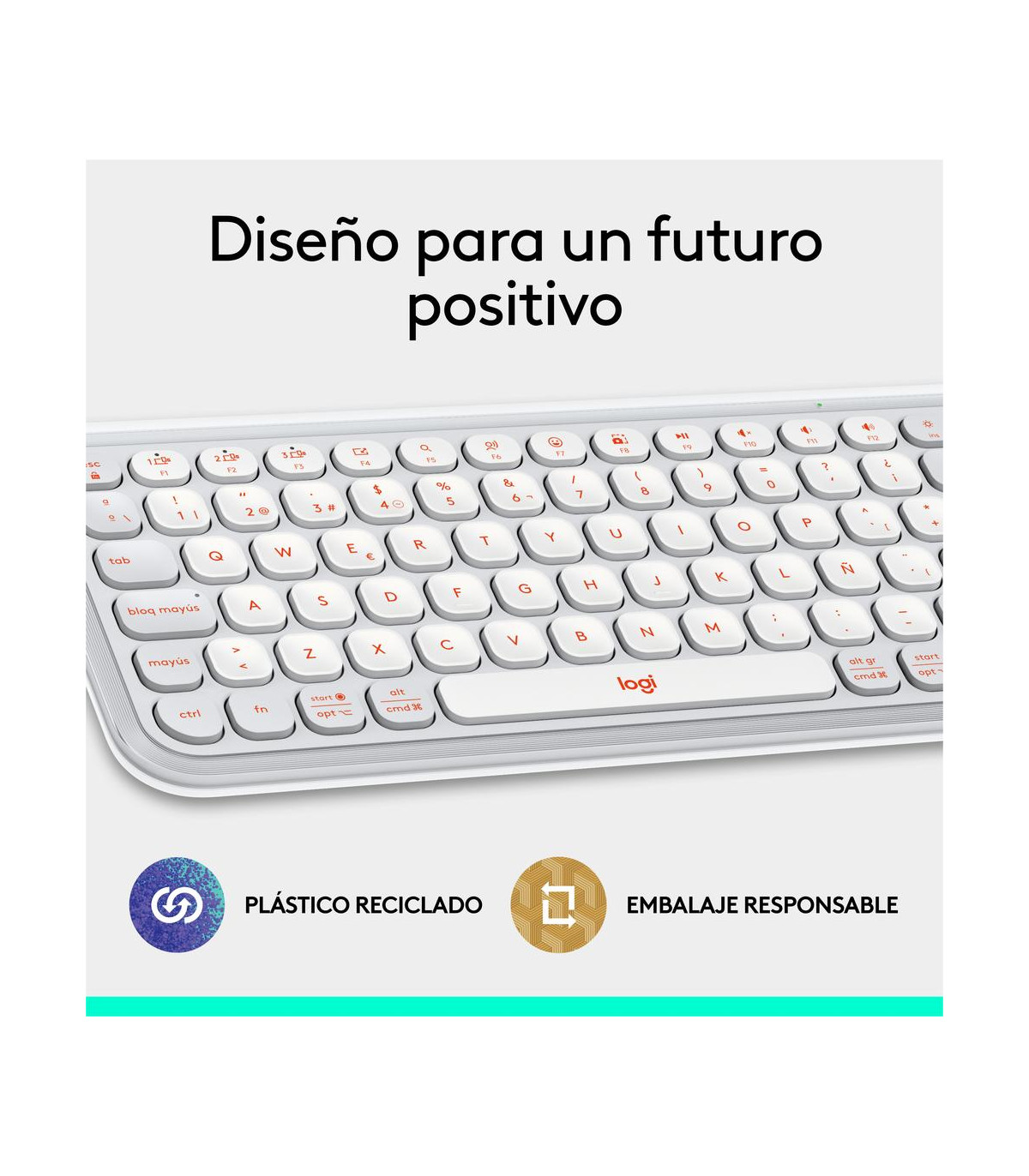 Teclado logitech pop icon keys inalambrico blanco - naranja