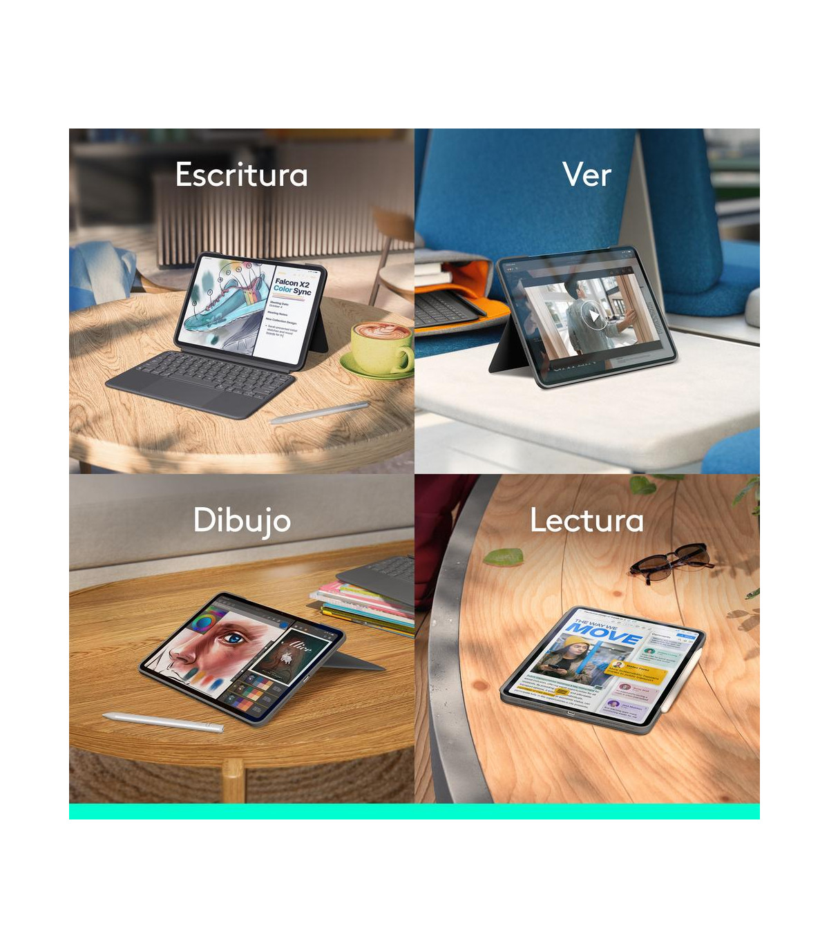 Funda logitech combo touch para con teclado para ipad pro m4 11 pulgadas grafito