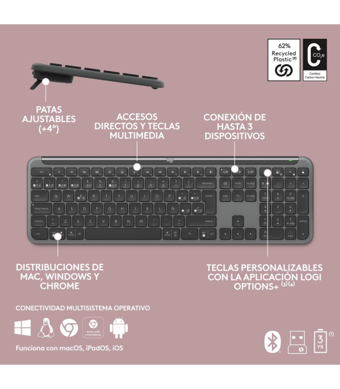 Teclado + raton logitech mk950 inalambrico