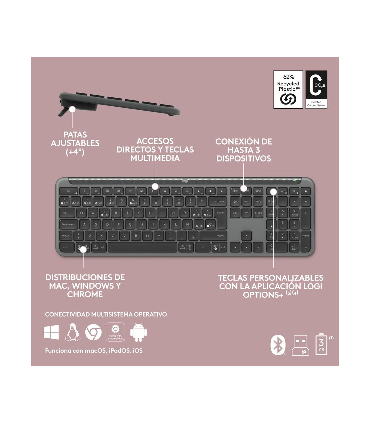 Teclado + raton logitech mk950 inalambrico