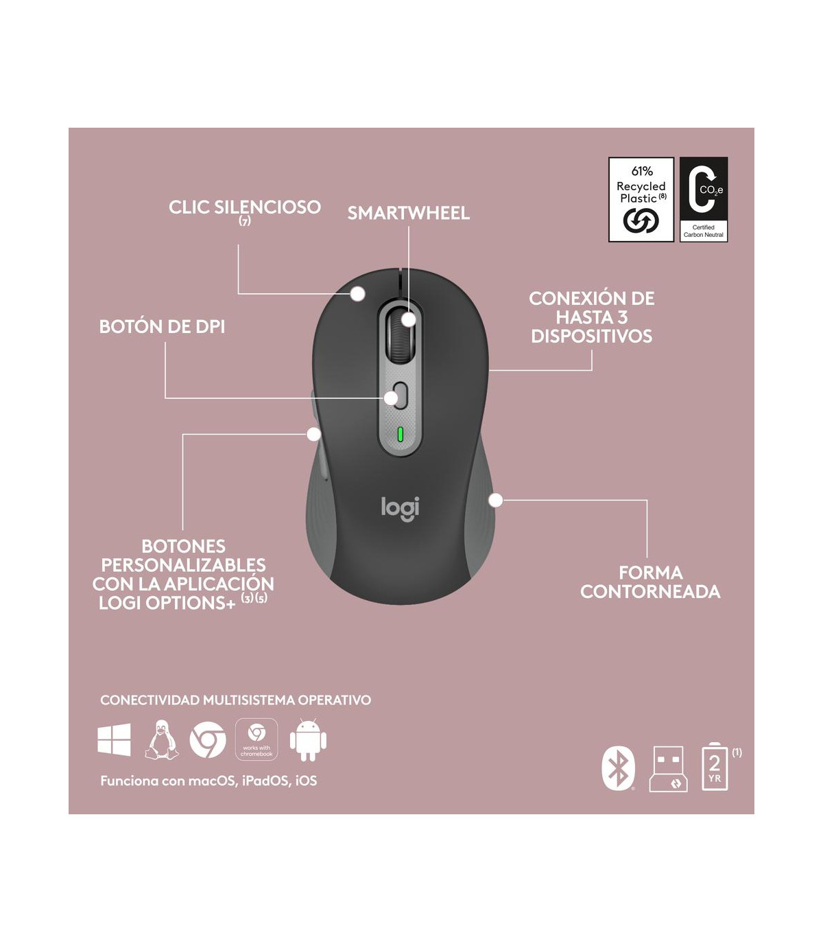 Teclado + raton logitech mk950 inalambrico